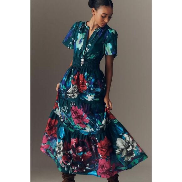 Anthropologie Dresses & Skirts - nwt by ANTHRPOLOGIE sz S Somerset Maxi Dress Blue Floral Motif